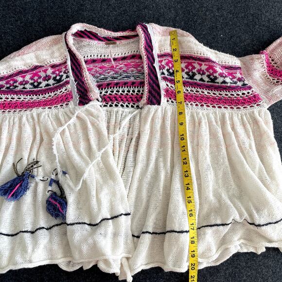 Free People Dreamland Linen blend Cardigan Size M Wide Boxy Boho - Picture 16 of 16